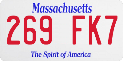 MA license plate 269FK7