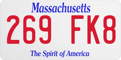 MA license plate 269FK8