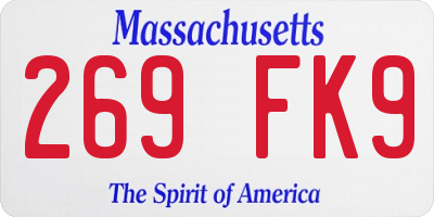 MA license plate 269FK9