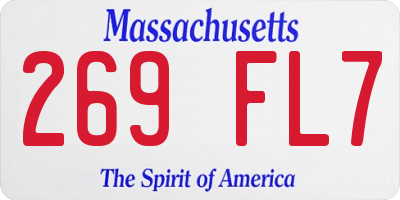MA license plate 269FL7