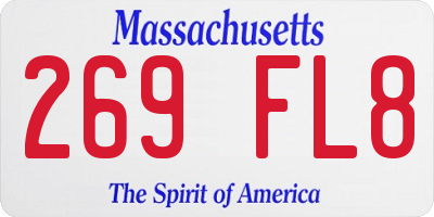 MA license plate 269FL8