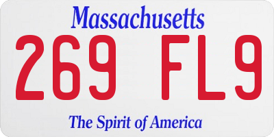 MA license plate 269FL9