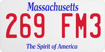 MA license plate 269FM3