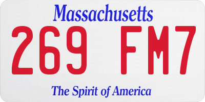 MA license plate 269FM7