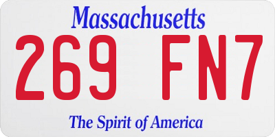 MA license plate 269FN7