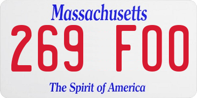 MA license plate 269FO0