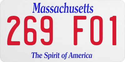 MA license plate 269FO1
