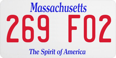 MA license plate 269FO2