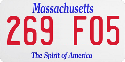 MA license plate 269FO5