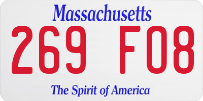 MA license plate 269FO8