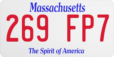 MA license plate 269FP7