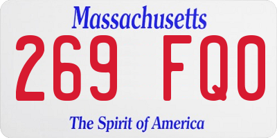 MA license plate 269FQ0