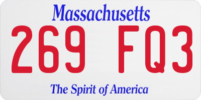 MA license plate 269FQ3