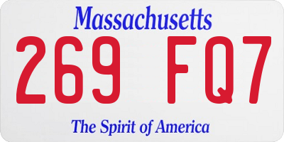 MA license plate 269FQ7
