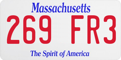 MA license plate 269FR3