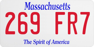 MA license plate 269FR7