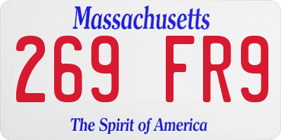 MA license plate 269FR9
