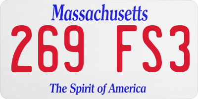 MA license plate 269FS3