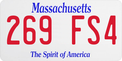 MA license plate 269FS4