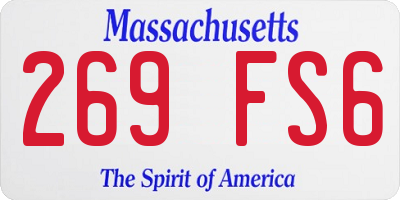 MA license plate 269FS6