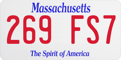 MA license plate 269FS7