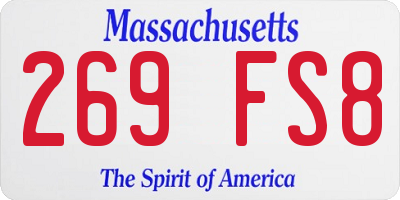 MA license plate 269FS8