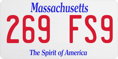 MA license plate 269FS9