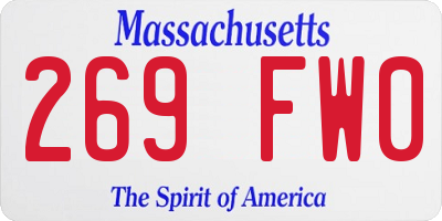 MA license plate 269FW0