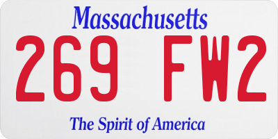 MA license plate 269FW2