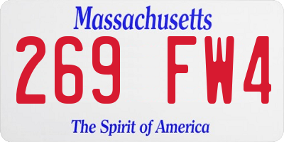 MA license plate 269FW4