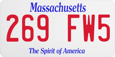 MA license plate 269FW5