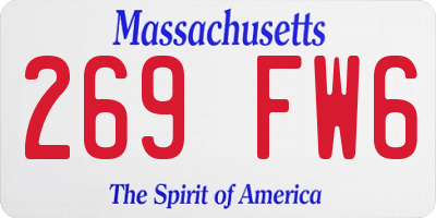 MA license plate 269FW6
