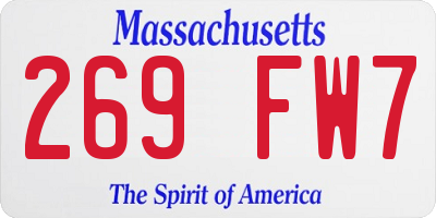 MA license plate 269FW7