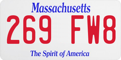 MA license plate 269FW8