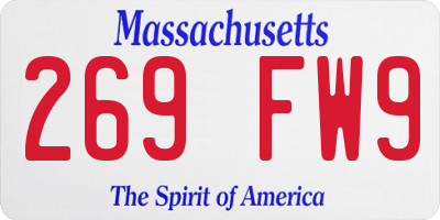 MA license plate 269FW9