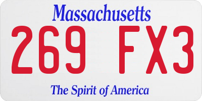 MA license plate 269FX3