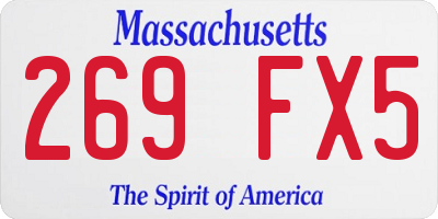 MA license plate 269FX5