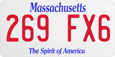 MA license plate 269FX6