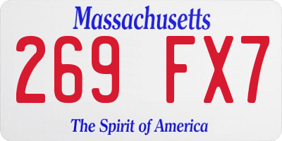 MA license plate 269FX7