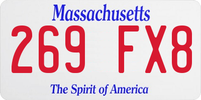 MA license plate 269FX8