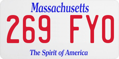 MA license plate 269FY0