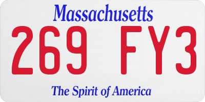 MA license plate 269FY3