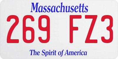MA license plate 269FZ3
