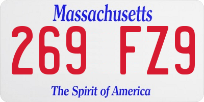 MA license plate 269FZ9