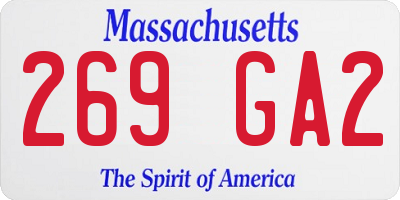 MA license plate 269GA2
