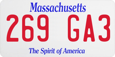 MA license plate 269GA3
