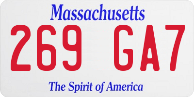 MA license plate 269GA7