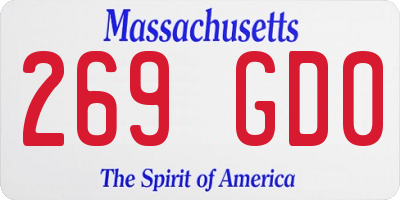 MA license plate 269GD0