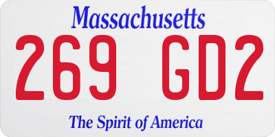 MA license plate 269GD2