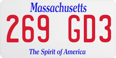 MA license plate 269GD3